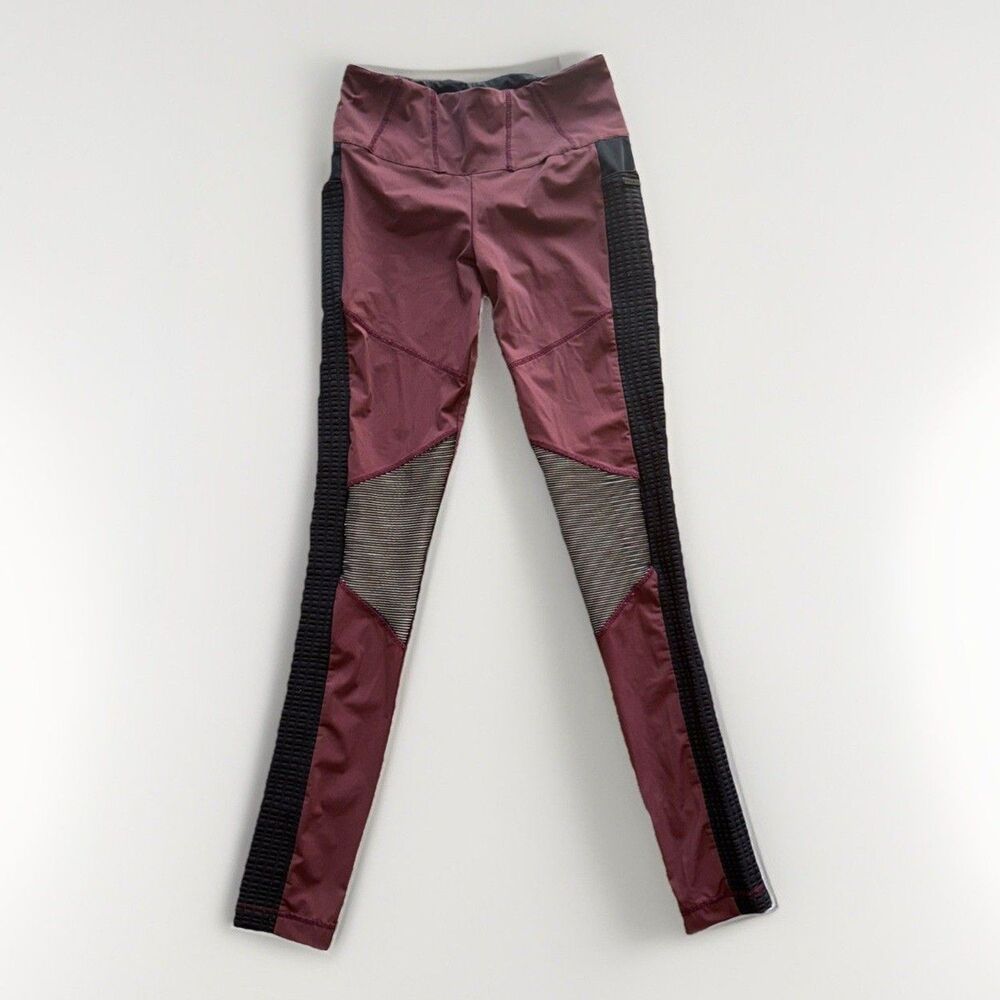 Blanc Noir Leggings Maroon Black Yoga Pants Womens Size Small Pockets Gym